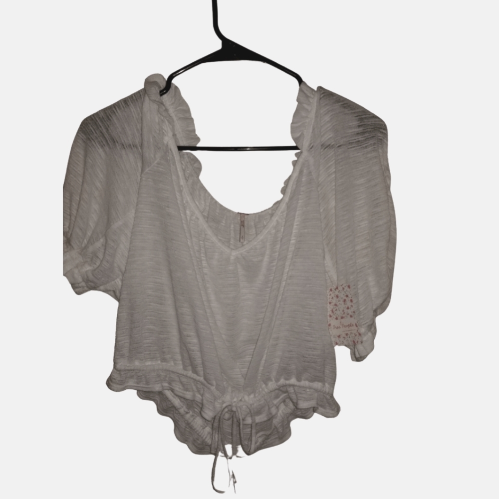 Free People Ivory Drawsting Crop, L